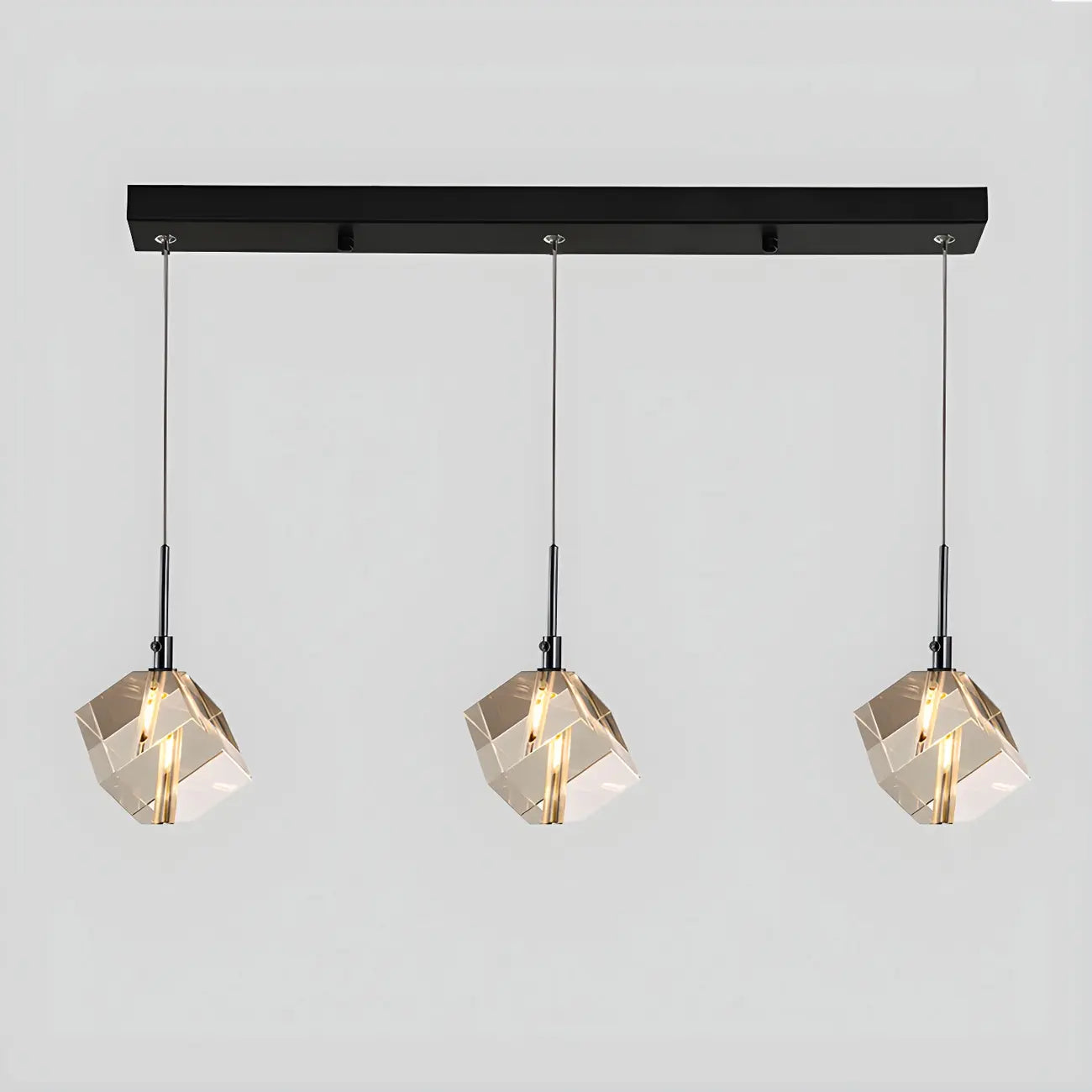 Suspension moderne en forme de cube de cristal pour îlot de cuisine