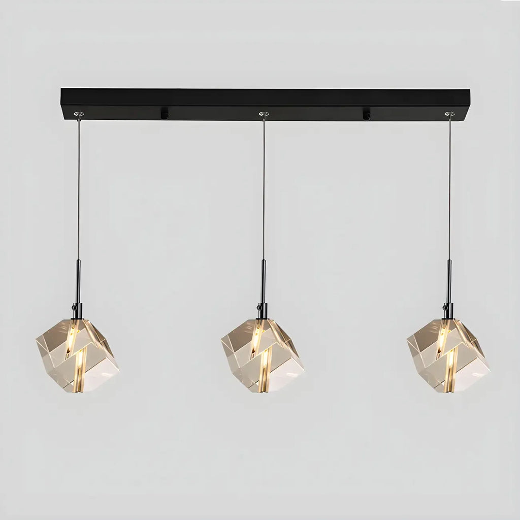Suspension moderne en forme de cube de cristal pour îlot de cuisine