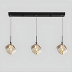 Suspension moderne en forme de cube de cristal pour îlot de cuisine