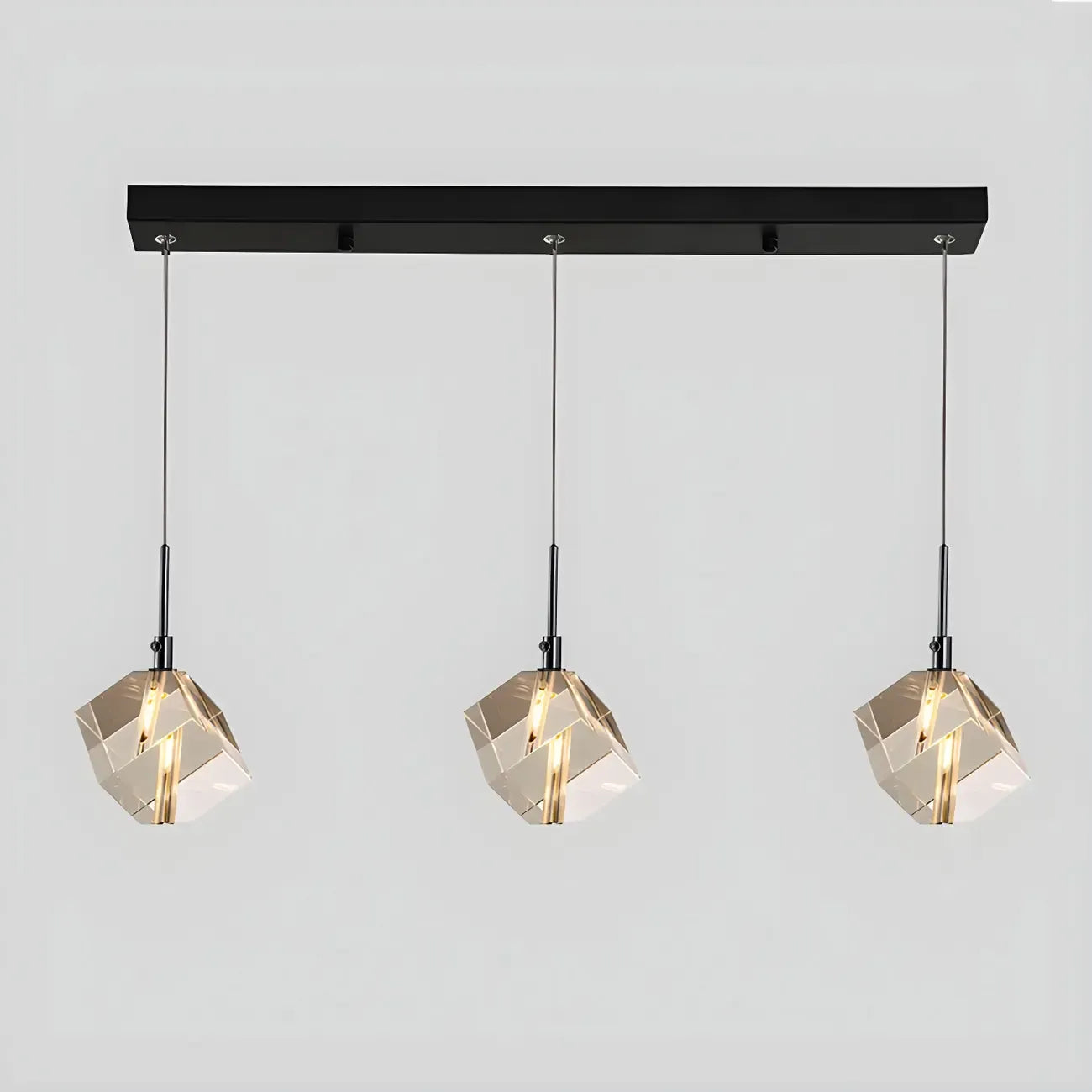 Suspension moderne en forme de cube de cristal pour îlot de cuisine