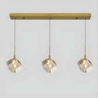 Suspension moderne en forme de cube de cristal pour îlot de cuisine