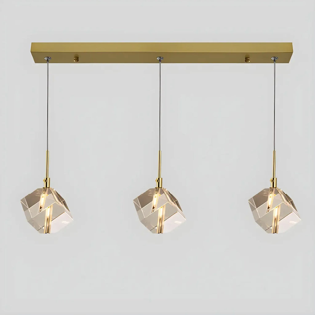 Suspension moderne en forme de cube de cristal pour îlot de cuisine