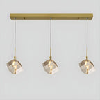 Suspension moderne en forme de cube de cristal pour îlot de cuisine