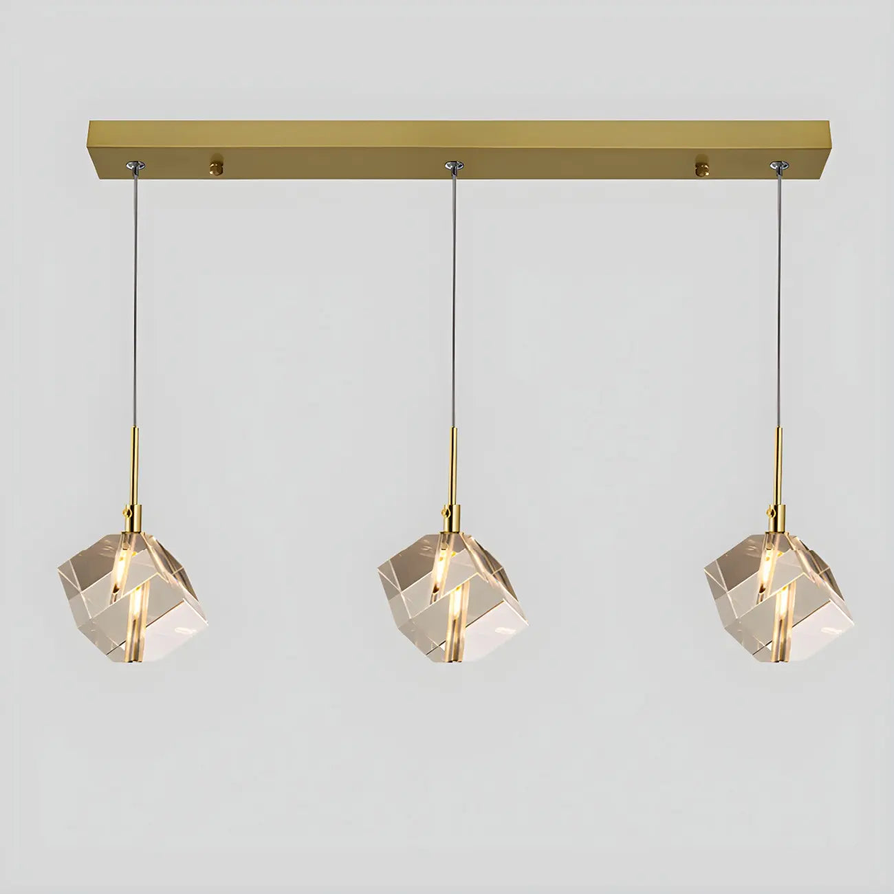 Suspension moderne en forme de cube de cristal pour îlot de cuisine