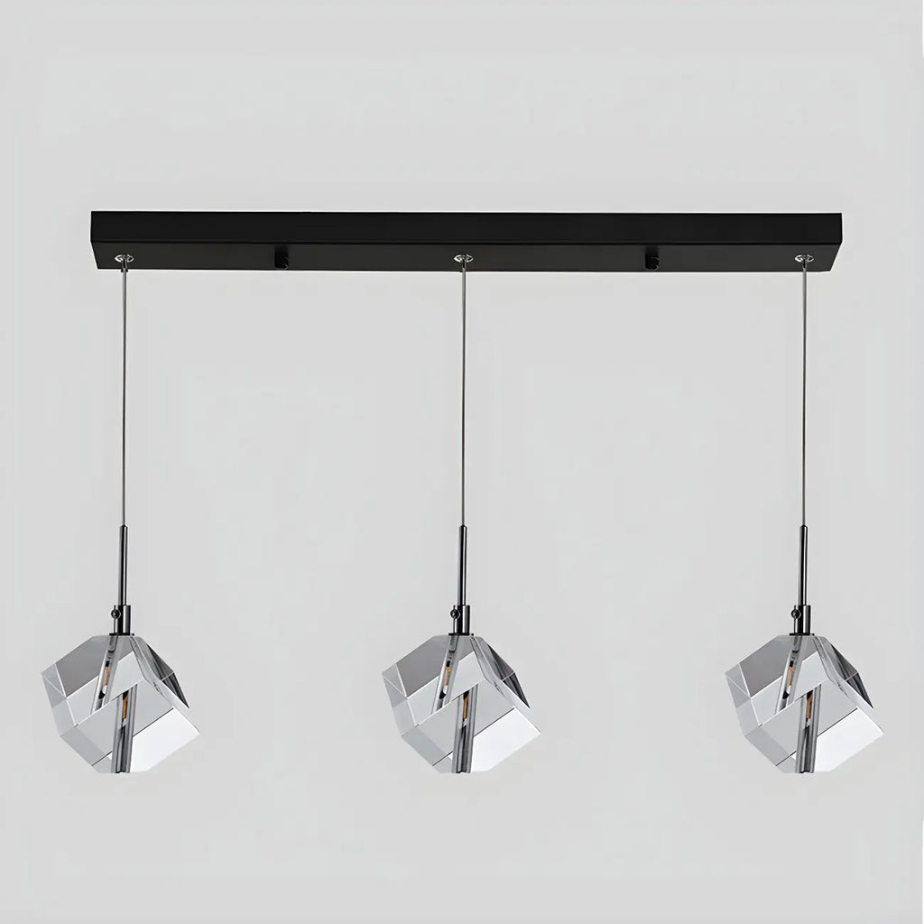 Suspension moderne en forme de cube de cristal pour îlot de cuisine