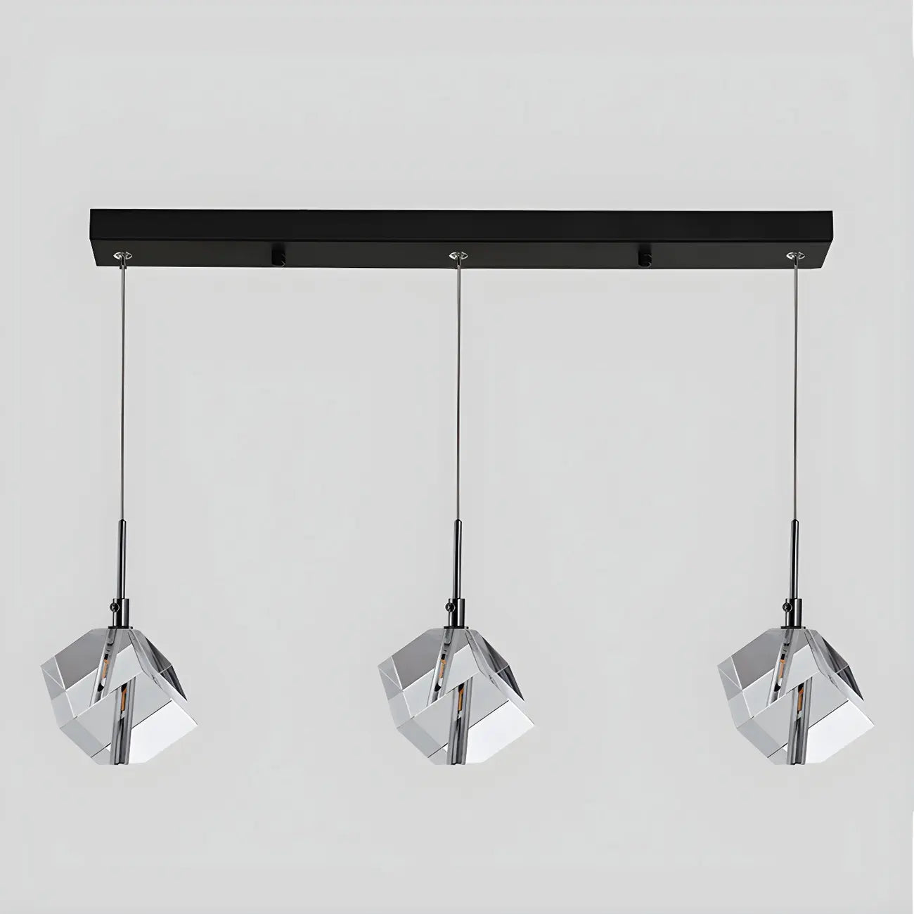 Suspension moderne en forme de cube de cristal pour îlot de cuisine