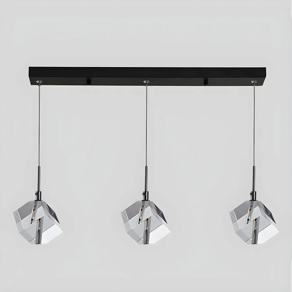 Suspension moderne en forme de cube de cristal pour îlot de cuisine