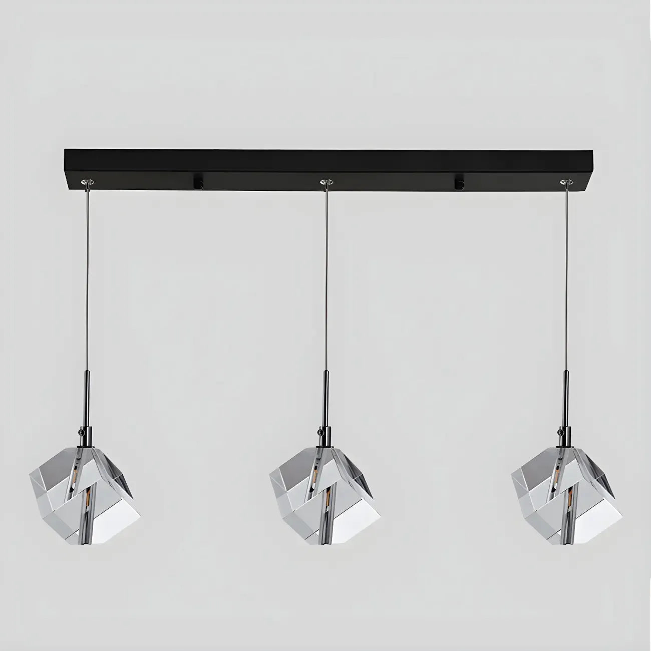 Suspension moderne en forme de cube de cristal pour îlot de cuisine