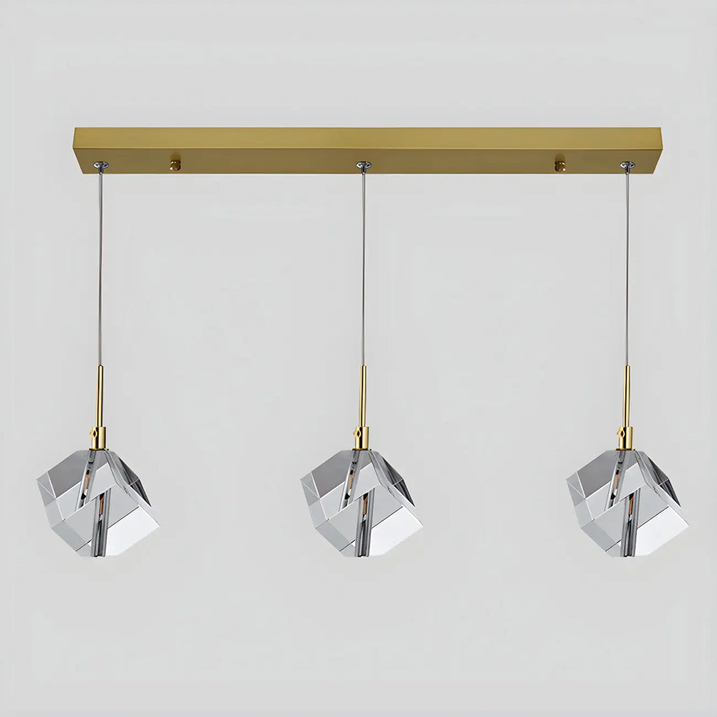 Suspension moderne en forme de cube de cristal pour îlot de cuisine