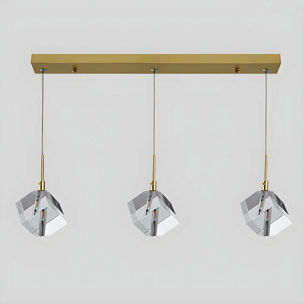 Suspension moderne en forme de cube de cristal pour îlot de cuisine