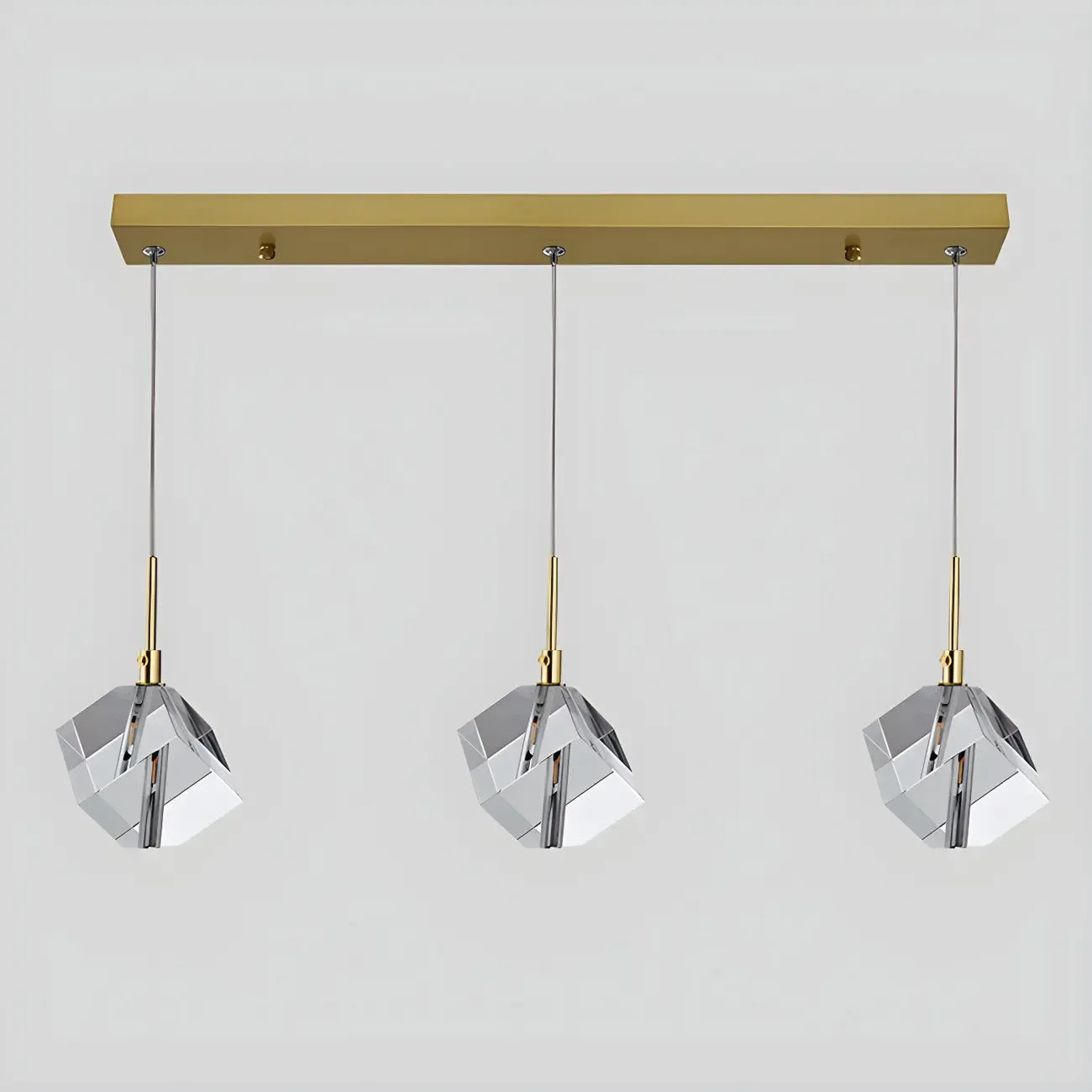 Suspension moderne en forme de cube de cristal pour îlot de cuisine