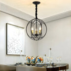 Lustre moderne sphérique en métal noir