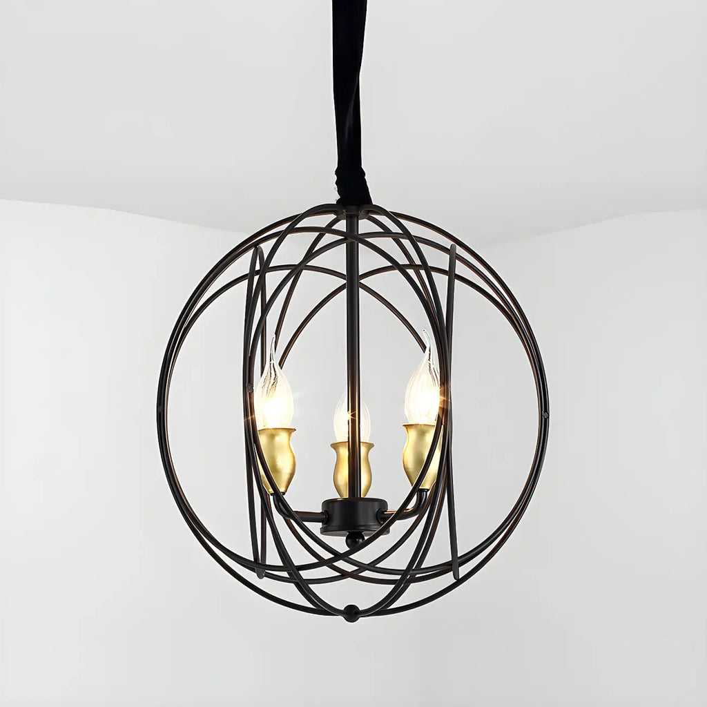 Lustre moderne sphérique en métal noir