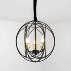 Lustre moderne sphérique en métal noir