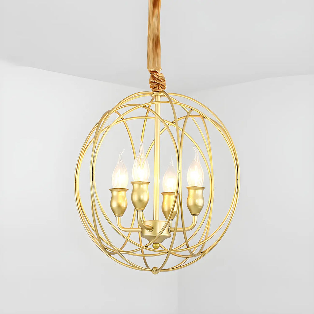 Lustre moderne sphérique en métal noir