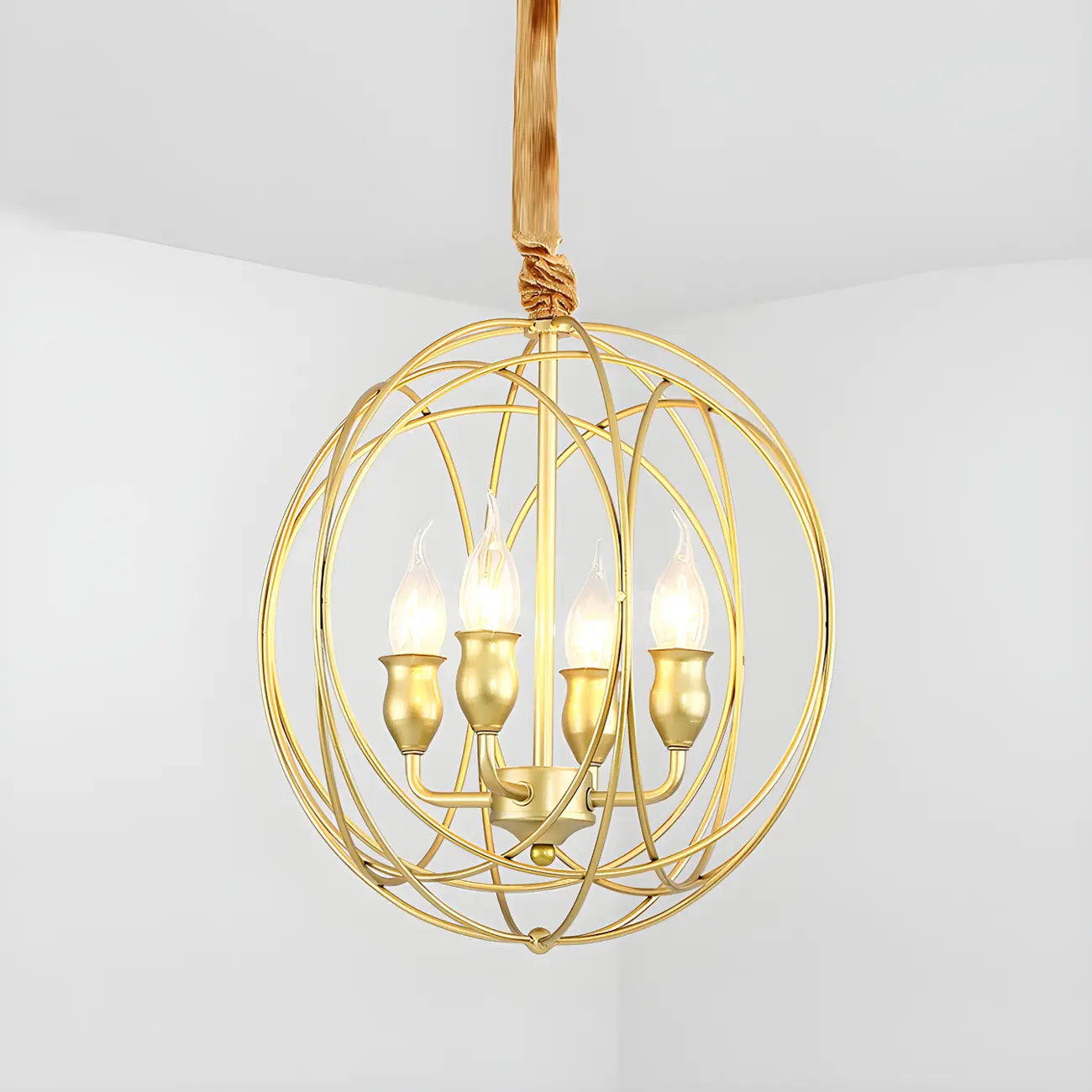 Lustre moderne sphérique en métal noir