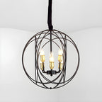 Lustre moderne sphérique en métal noir