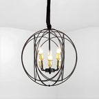 Lustre moderne sphérique en métal noir