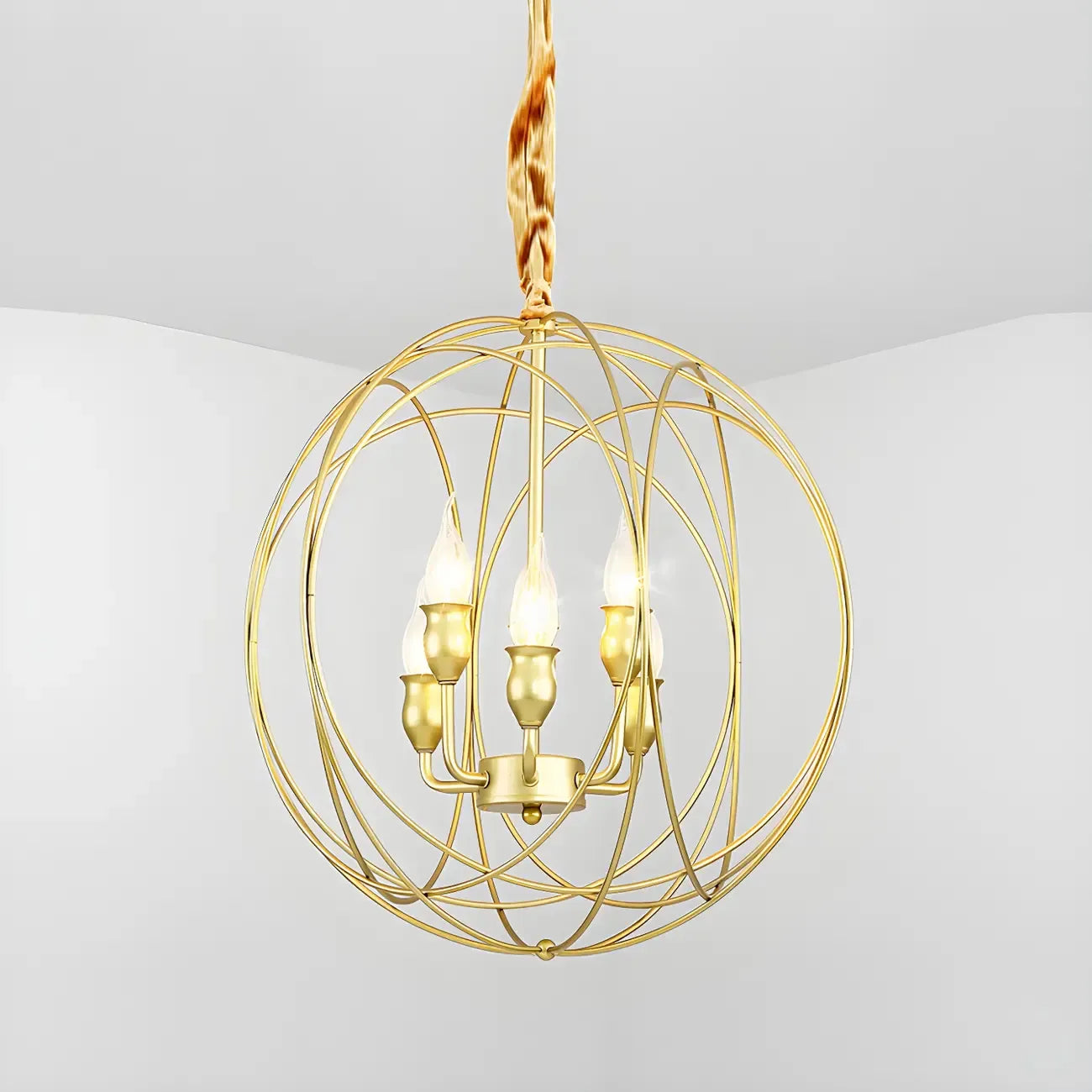 Lustre moderne sphérique en métal noir