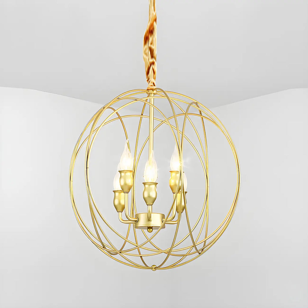 Lustre moderne sphérique en métal noir