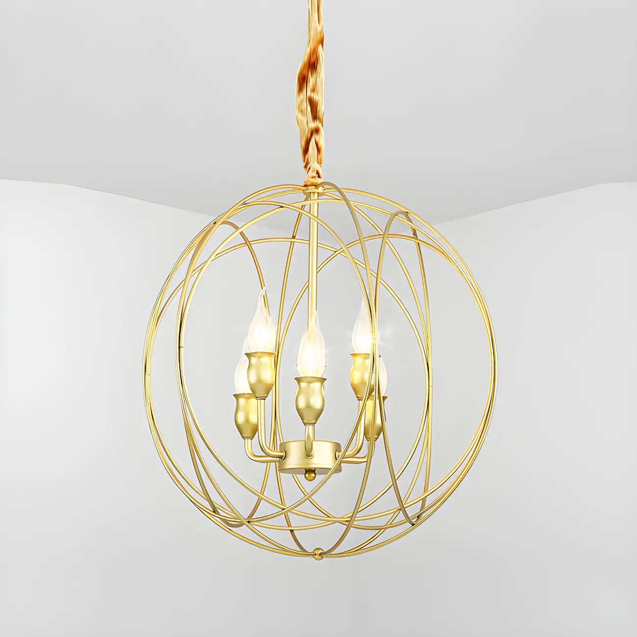 Lustre moderne sphérique en métal noir