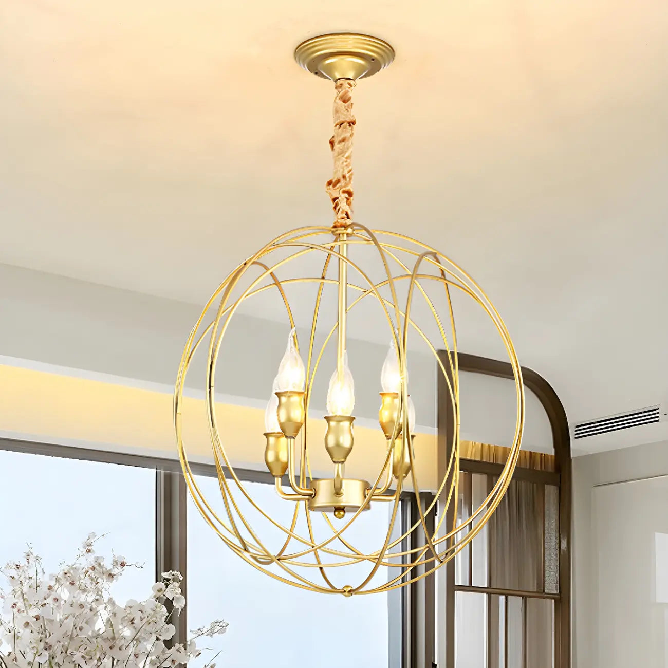 Lustre moderne sphérique en métal noir