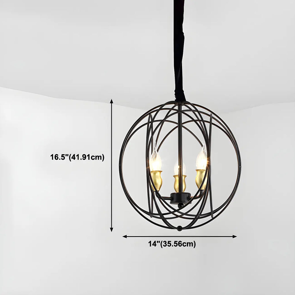 Lustre moderne sphérique en métal noir