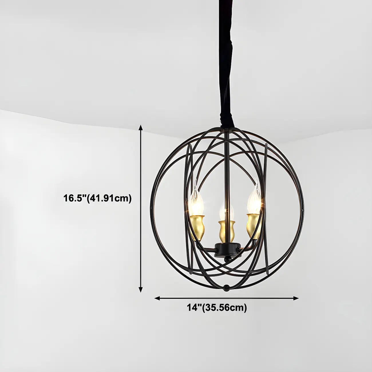 Lustre moderne sphérique en métal noir
