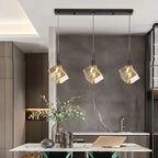 Suspension moderne en forme de cube de cristal pour îlot de cuisine