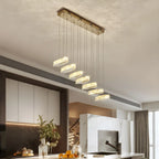 Suspension linéaire moderne en cristal doré pour cuisine