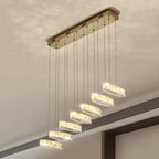 Suspension linéaire moderne en cristal doré pour cuisine