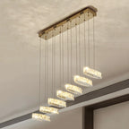Suspension linéaire moderne en cristal doré pour cuisine