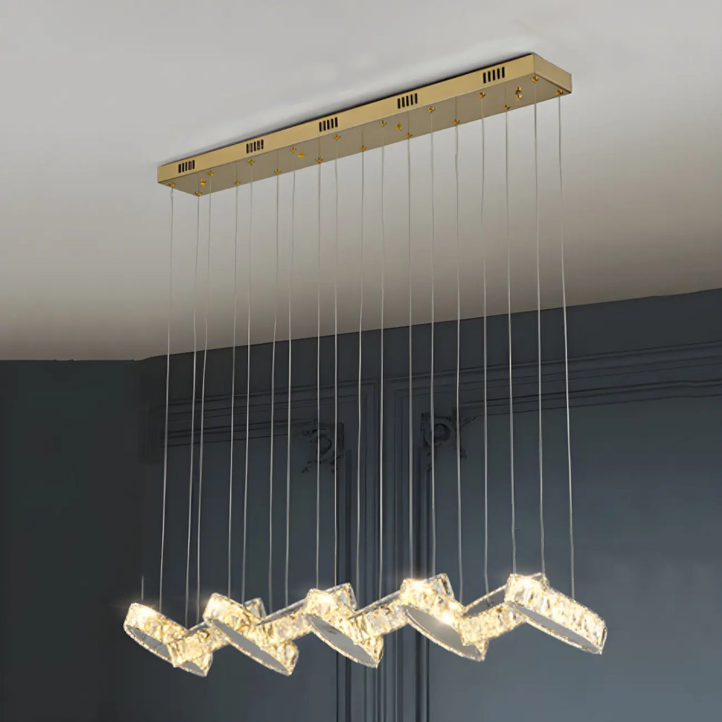 Suspension linéaire moderne en cristal doré pour cuisine