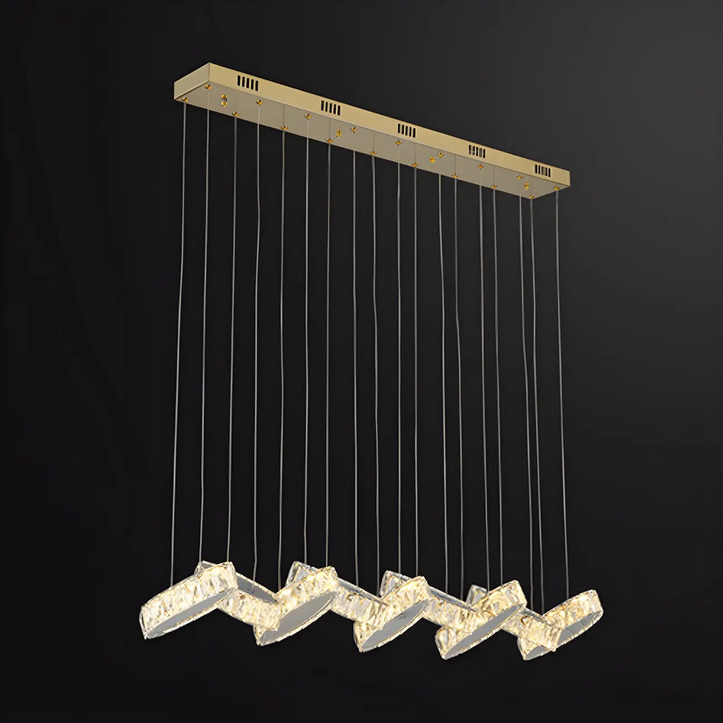 Suspension linéaire moderne en cristal doré pour cuisine