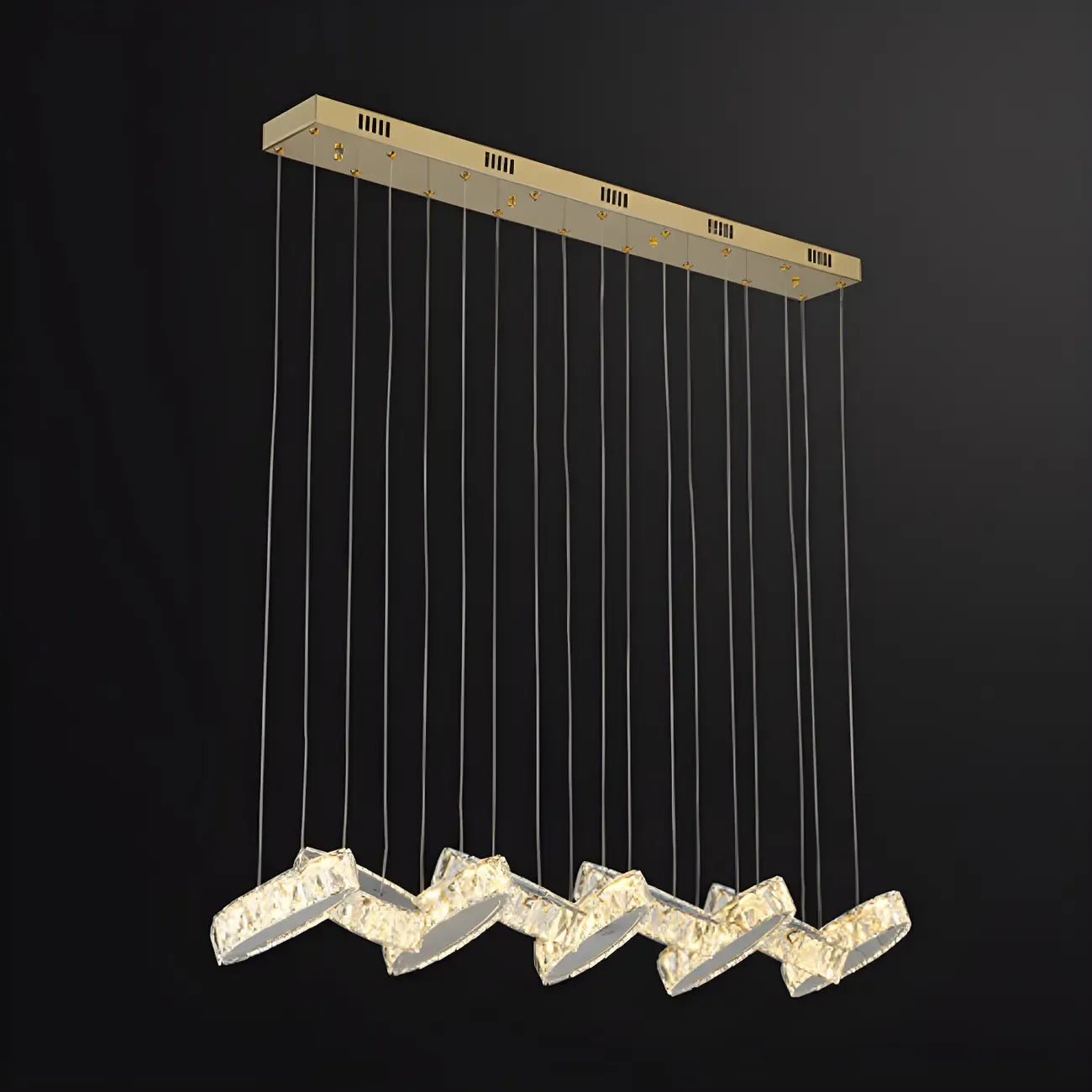 Suspension linéaire moderne en cristal doré pour cuisine