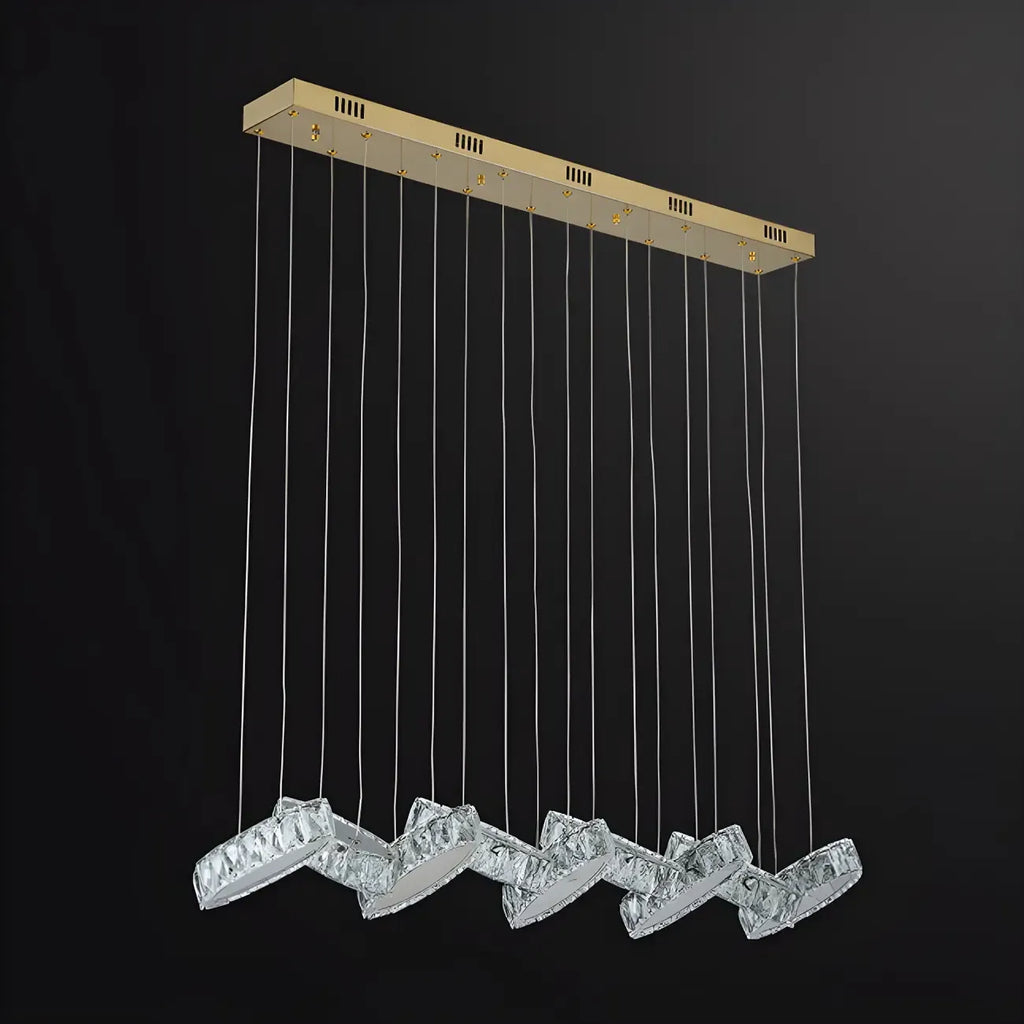 Suspension linéaire moderne en cristal doré pour cuisine