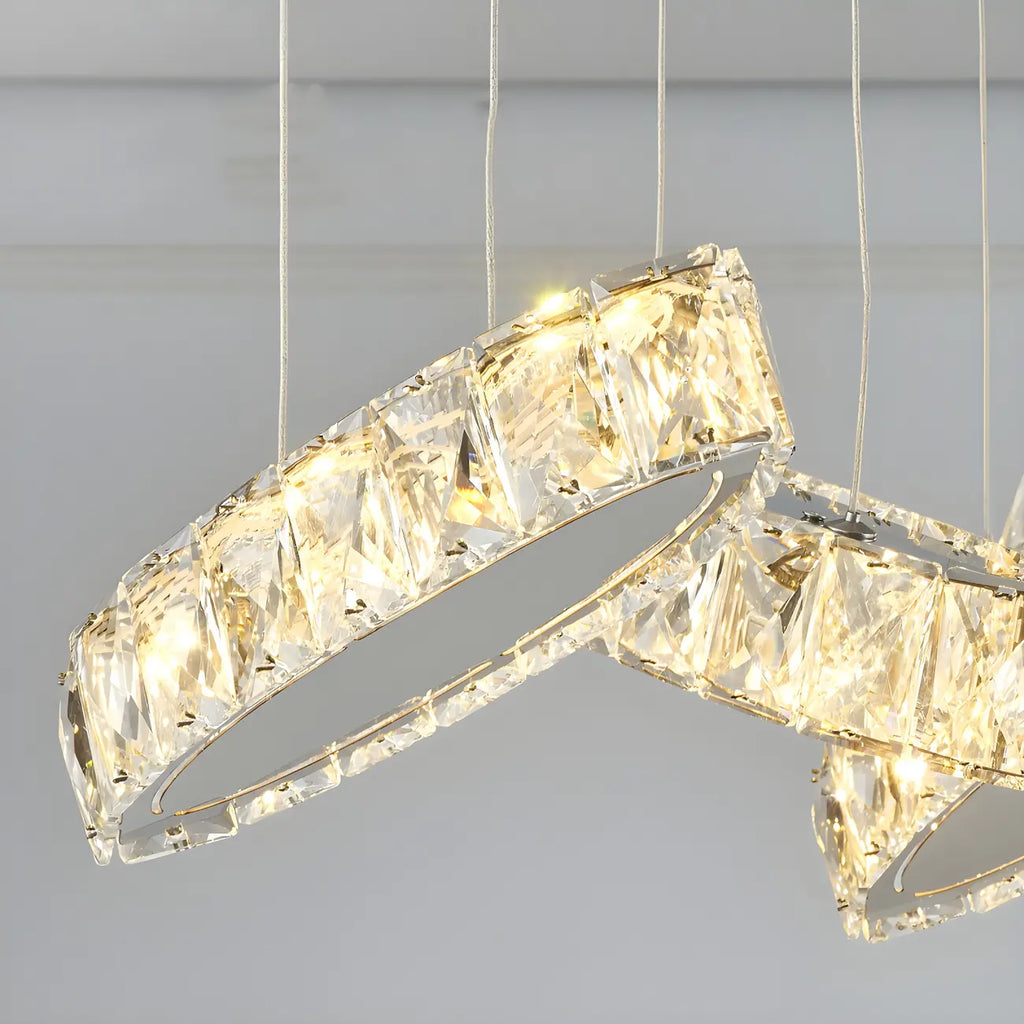 Suspension linéaire moderne en cristal doré pour cuisine