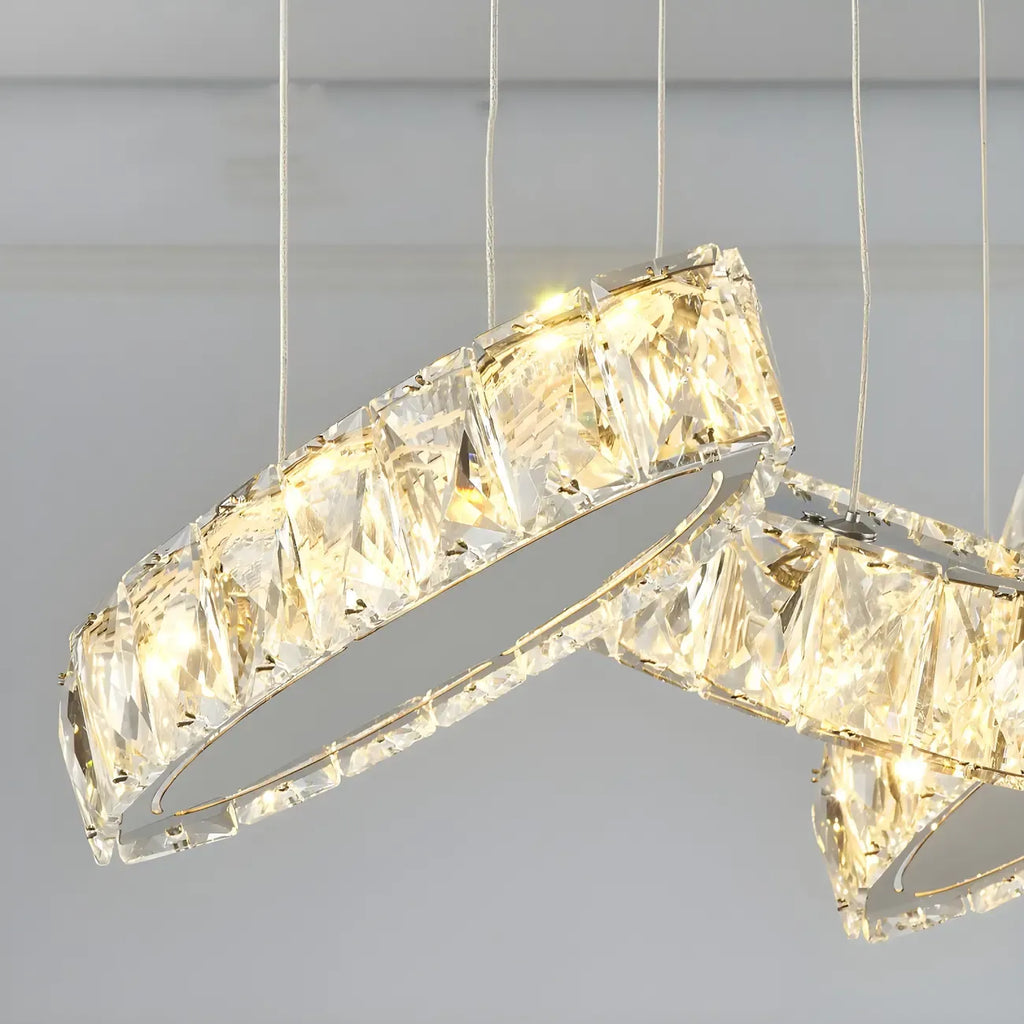 Suspension linéaire moderne en cristal doré pour cuisine