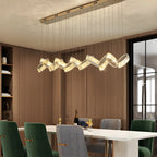 Suspension linéaire moderne en cristal doré pour cuisine