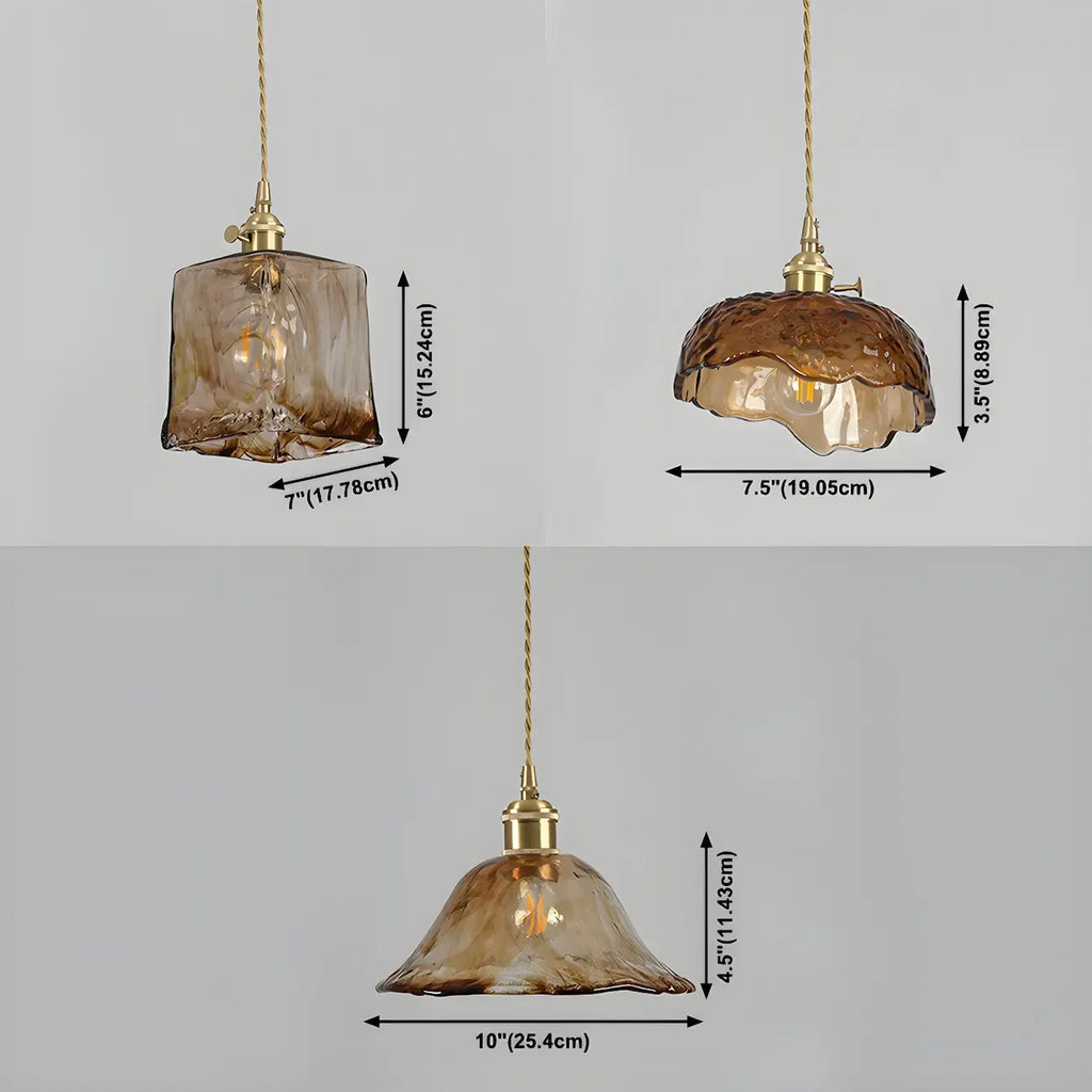 Suspension géométrique réglable en verre ambré pour cuisine