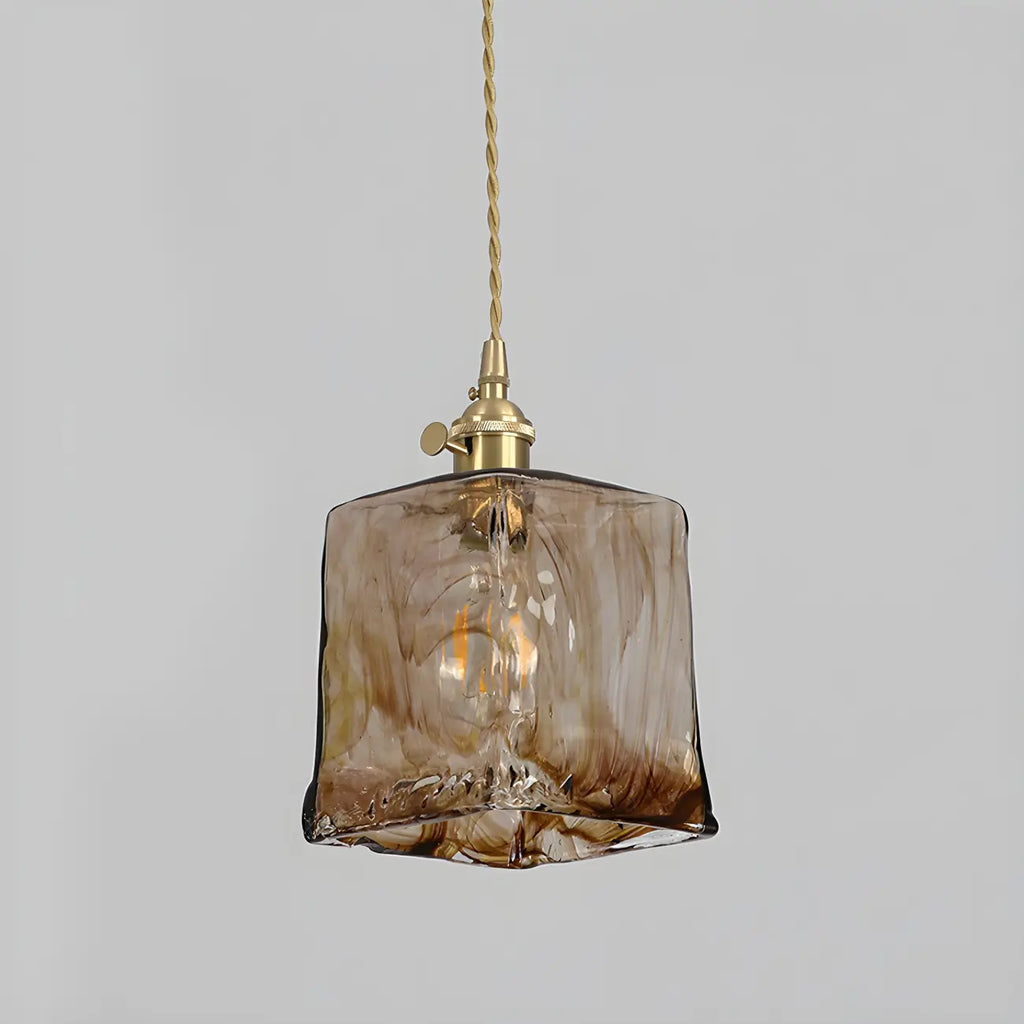 Suspension géométrique réglable en verre ambré pour cuisine