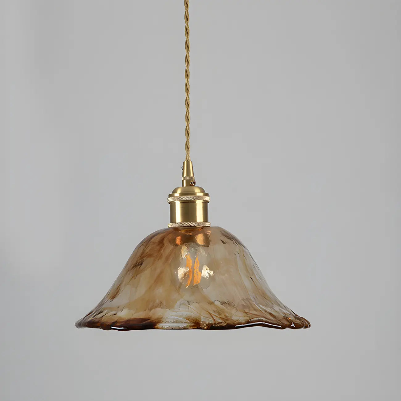 Suspension géométrique réglable en verre ambré pour cuisine