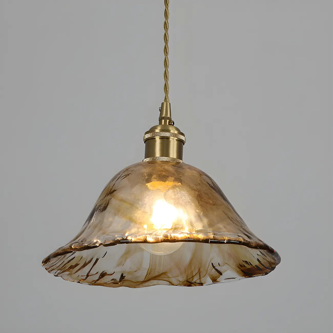 Suspension géométrique réglable en verre ambré pour cuisine