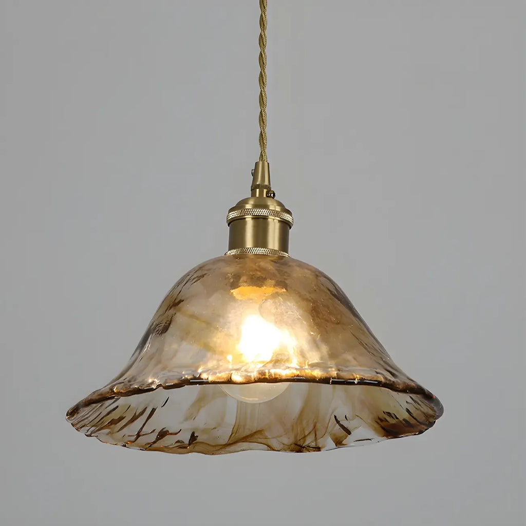 Suspension géométrique réglable en verre ambré pour cuisine