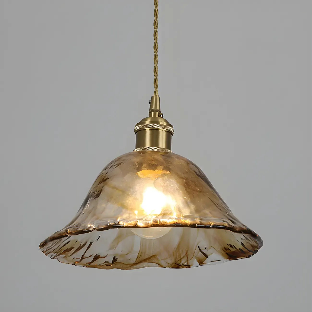 Suspension géométrique réglable en verre ambré pour cuisine