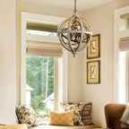 Candélabre rustique en bois à 3 lumières avec décoration en cristal