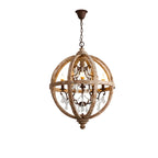Candélabre rustique en bois à 3 lumières avec décoration en cristal