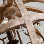 Candélabre rustique en bois à 3 lumières avec décoration en cristal