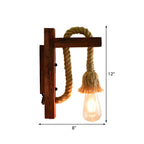 Applique murale industrielle rustique en corde de bois pour chambre à coucher