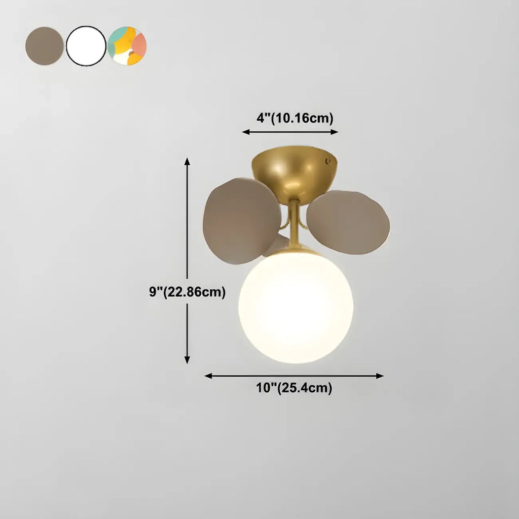 Plafonnier semi-encastré moderne en forme de boule de verre pour chambre à coucher